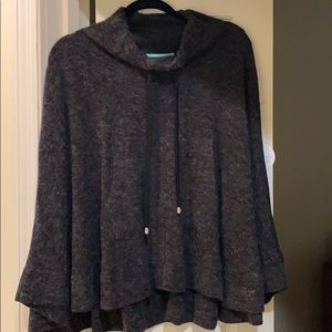 Gray sweater poncho